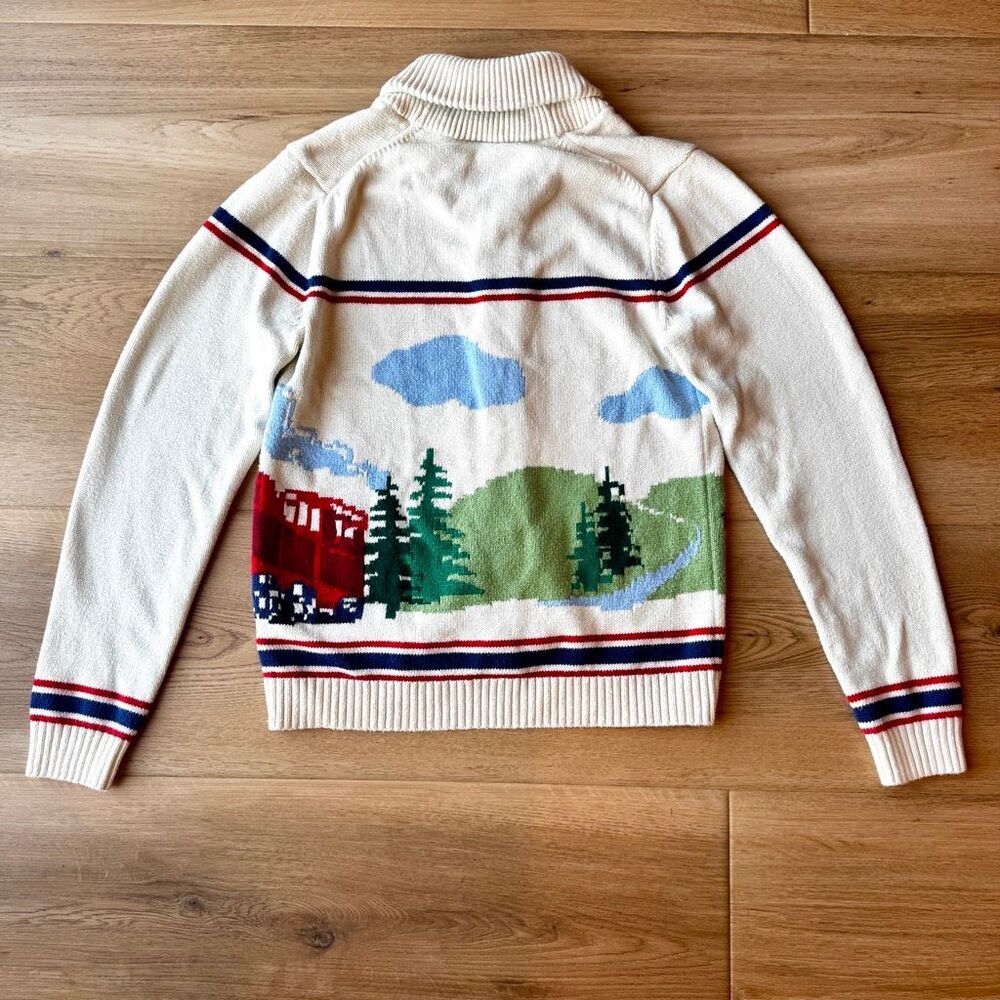 Janie & Jack Cozy Train Cardigan Intarsia Shawl Collar Grandpacore Sweater 12 - Picture 5 of 7